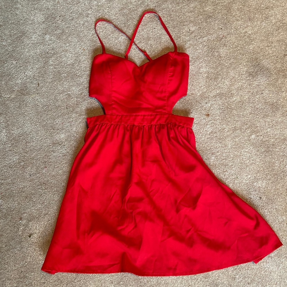 3/$30 Wet Seal red cutout sweetheart neckline